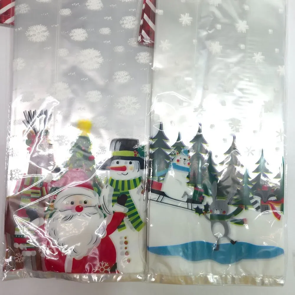 Lot of 92 Christmas Treat Bags Santa Snowman Holiday Goodie Favor Bags